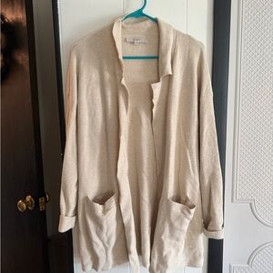 LOFT Cream Open-Front Cardigan